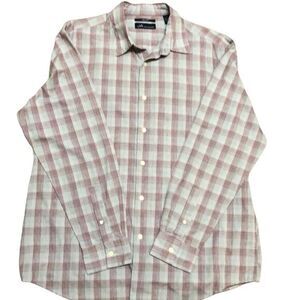 John Ashford burgundy and gray plaid button down long sleeve shirt Size‎ L